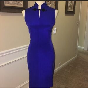 Vibrant Blue Mandarin Collar Top